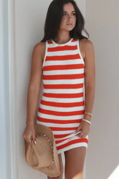 The Shore Is Calling Knit Striped Sleeveless Dress