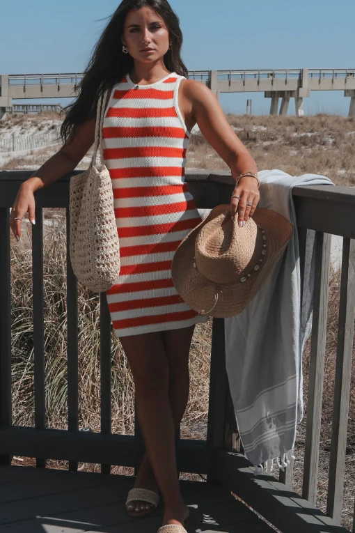 The Shore Is Calling Knit Striped Sleeveless Dress