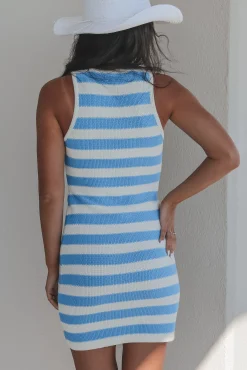 The Shore Is Calling Knit Striped Sleeveless Dress