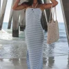 The Way Of The Waves Blue Striped Maxi Dress