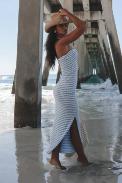 The Way Of The Waves Blue Striped Maxi Dress