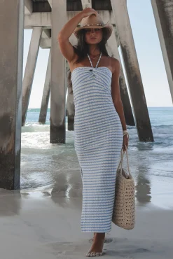 The Way Of The Waves Blue Striped Maxi Dress