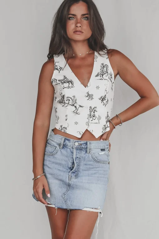 There Is A New Sheriff In Town Western Print Vest