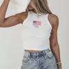 USA Patriotic American Flag Graphic High Neck Tank