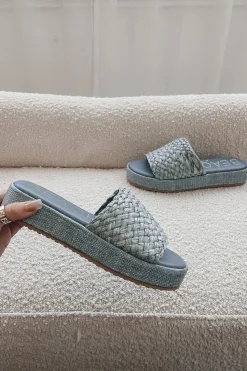 Washed Ashore Woven Slip On Blue Sandal