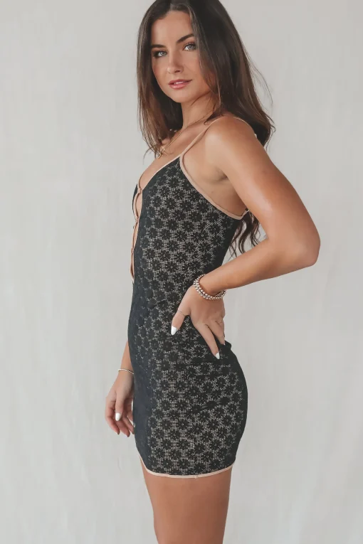 Wishing For Florals Black Lace Mini Dress