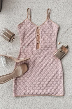 Wishing For Florals Pink Lace Mini Dress