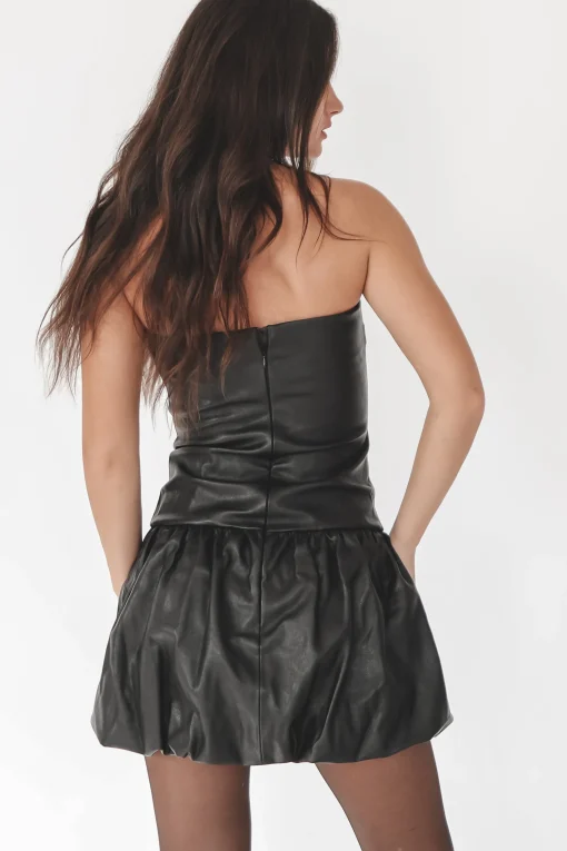 Would You Look At Her Faux Leather Balloon Dress