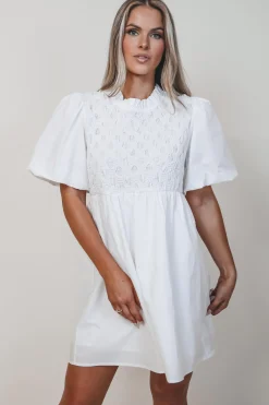 Yes Please White Smocked Mini Dress