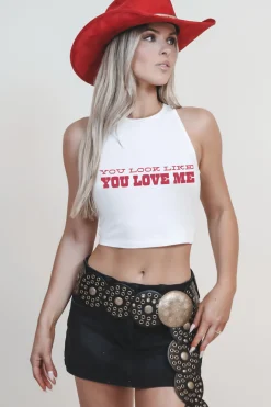 You Look Like You Love Me Concert Graphic High Neck Tank Top