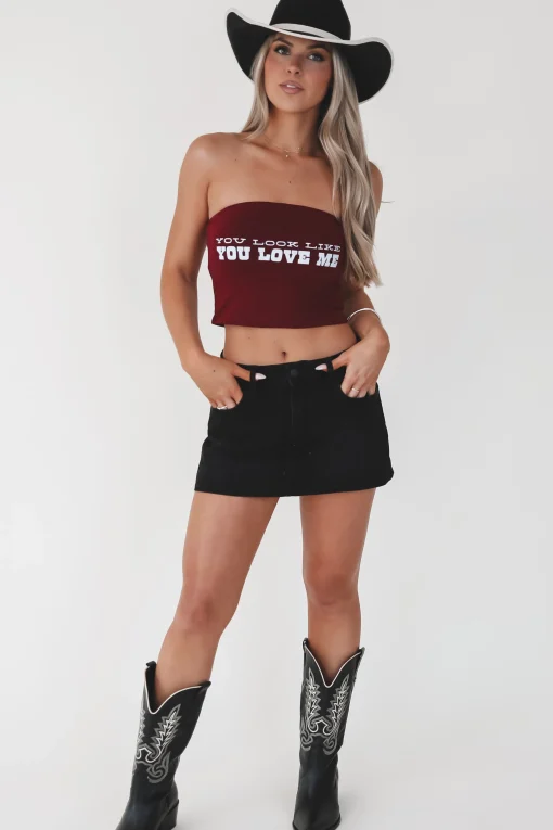 You Look Like You Love Me Strapless Graphic Tube Top