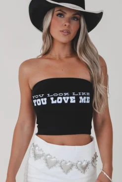 You Look Like You Love Me Strapless Graphic Tube Top