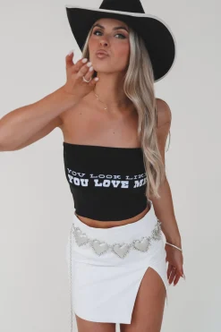 You Look Like You Love Me Strapless Graphic Tube Top